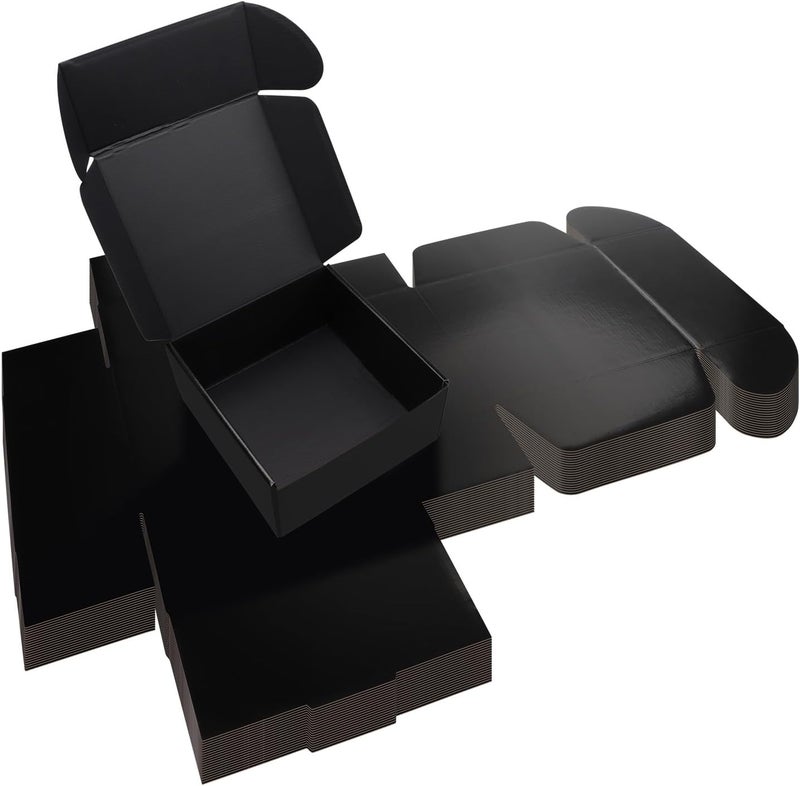 Rempry 8x8x4 Black Shipping Boxes for Small Business Pack of 20, Cardboard Corrugated Mailer Boxes Gift Boxes for Shipping Packaging - Image 1